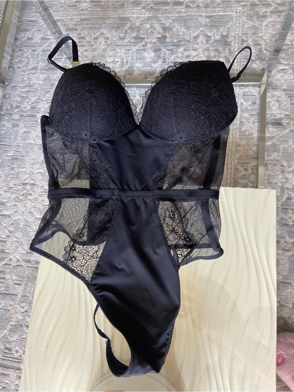 Victoria Secret Black Lace Push-Up Bodysuit - Women Intimates & Sleepwear